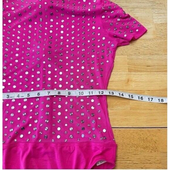 KILLAROSA Bodysuit Large Hot Pink Sheer Studded Snap Sexy Grunge Hardware EUC - Picture 13 of 14
